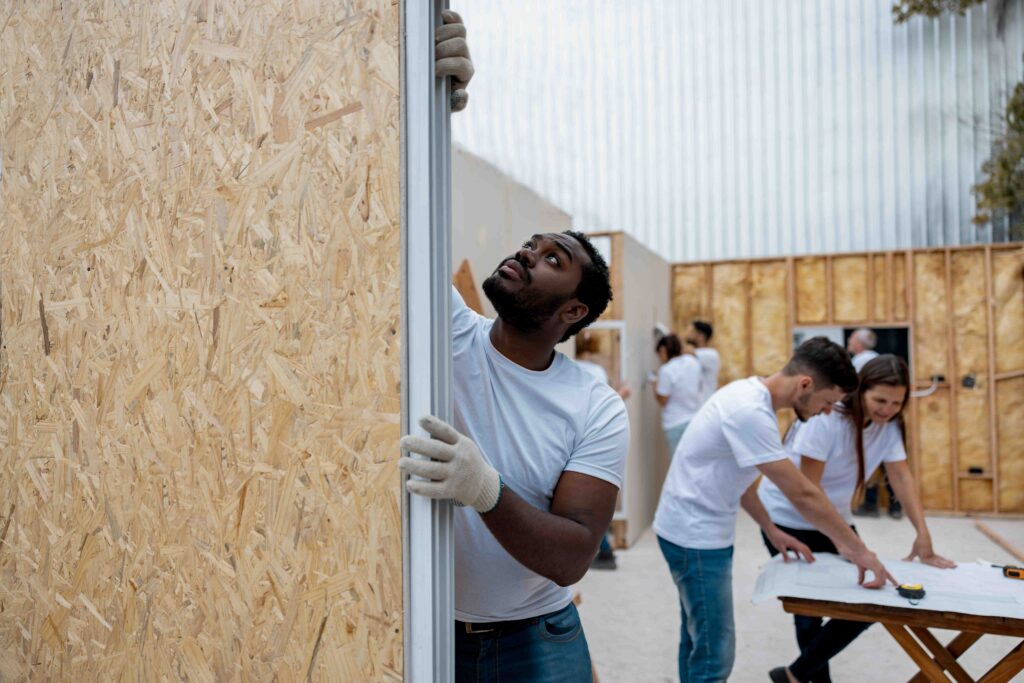 workers building a home